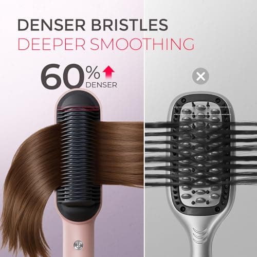 20s Fast Heat, 5 Temp Settings & Anti-Scald, Perfect for Professional Salon at Home, Sakura Pink TYMO Ring Hair Straightener Brush, 2-in-1 Straightening Brush & Hot Comb B07RLTPSLB