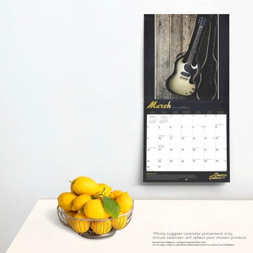 Electric Guitars | 2025 12 x 24 Inch Monthly Square Wall Calendar | Foil Stamped Cover | Plastic-Free | BrownTrout | Instrument Entertainment