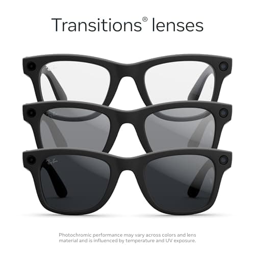 Ray-Ban Meta (Gen 2), Wayfarer, Matte Black | Smart AI Glasses for Men, Women — 2x Battery Life — 3K Ultra HD Resolution — 12 MP Ultra-Wide Camera, Audio, Video — Transitions® Grey Lenses