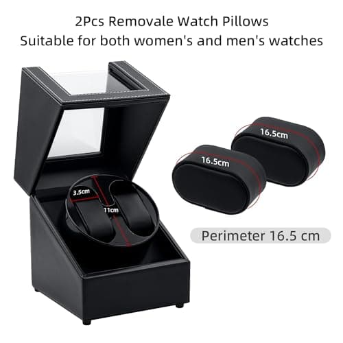 Mcbazel Mcbazel Watch Winder for Automatic Watches, Double Automatic Watch Winder Box with Quiet Japan-made Motor, Automatic Watch Display Storage Rotation Wristwatch Box with 2 Slots (Black PU Leather)