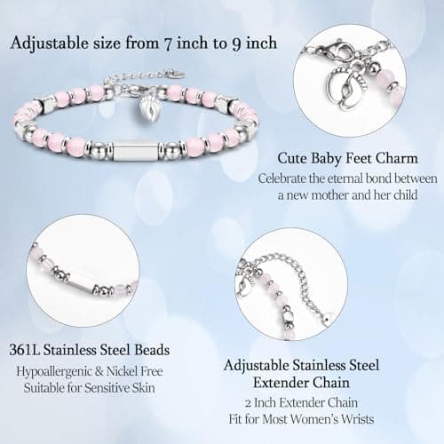 New Mom Gifts for Women, 1st Time Mothers Day Mom Mommy To Be Gifts for Women After Birth, Pregnancy Jewelry Gifts Bracelet for Mama B0D112KB4T