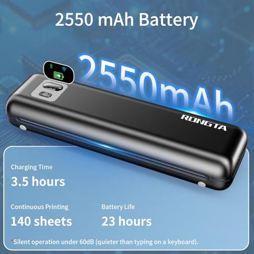 Rongta Portable Printer Wireless for Travel, F82 Inkless Bluetooth Thermal Printers, Compatible with iOS, Android, Laptop, Support 8.5"x11" US Letter&A4 for Office, Home, Car (Black)