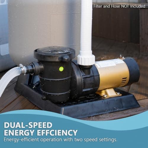 XtremepowerUS 1.5HP Variable 2-Speed Above Ground Swimming Pool Pump High Flow Swimming Pump Strainer with 1.5" Inch Slip On Fitting Adapter For Aboveground Pool