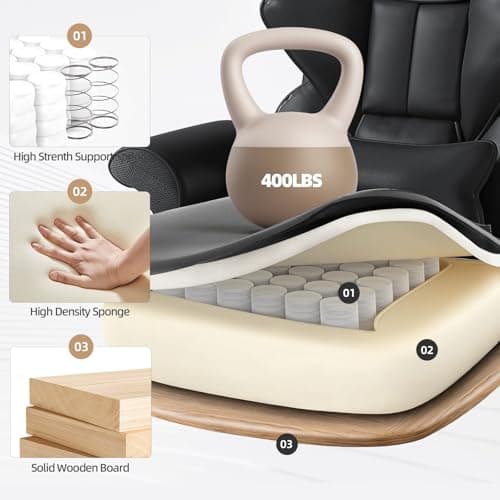 7-Point Massage Office Chair,Heated Desk Manageral Chair,Ergonomic Executive Chair with Footrest,Adjustable Armrest，Computer Chair for Offices, Study Areas, Gaming Spaces,Black