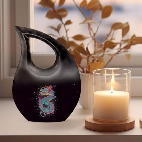 Blue Dragon Funeral Tiny Urn for Ashes Adult Male & Female, Drop Keepsake Cremation Burial Urns for Human Ashes, Handcrafted Memorial Gifts for Family, Home Décor Cremains Holder, 3 Inches B0FFT8NNWW