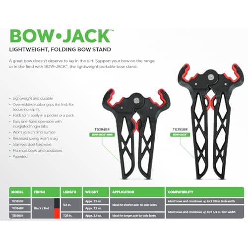TRUGLO Bow Jack Lightweight Durable Portable Folding Bow Stand for Bowhunting - Standard Leg Length (7.5 in.); Standard Limb Width (up to 2.75 in.)