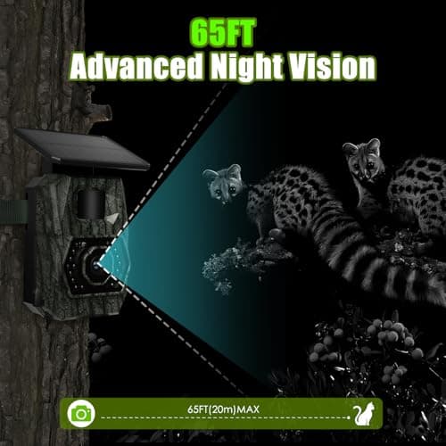 MAXDONE Solar Trail Camera WiFi Bluetooth - 48MP 30fps Game Camera with 5200mAh Rechargeable Battery, 0.1s Trigger Speed Motion Activated Trail Cam IP66 with 32GB TF Card for Wildlife Monitoring