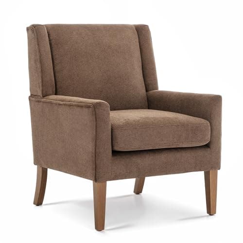 Living Room Chair, Wingback Mid-Century Accent Chair – Comfy Single Sofa with Solid Wood Legs & Velvet-Like Fabric, Oversized Armchair for Living Room/Bedroom/Reading Nook&Lounge
