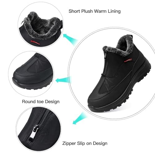 TEMOFON Winter Snow Boots for Women: Waterproof Warm Fur Lined Walking Outdoor Ankle Booties Slip on Snow Shoes Size 5-12