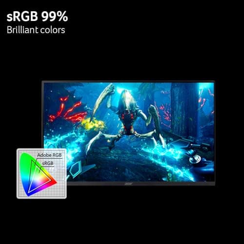 Acer Nitro 23.8” Gaming Monitor | Full HD 1920 x 1080 | IPS | ZeroFrame | AMD FreeSync | 144Hz Refresh Rate | 1ms (VRB) | sRGB 99% | 1 x Display Port 1.2 and 1 x HDMI 1.4 | KG241Y P6bip