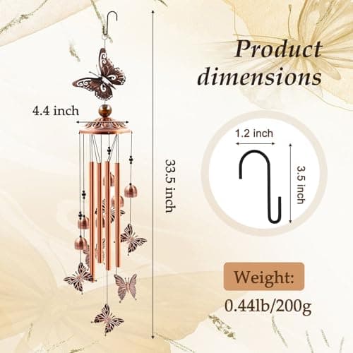 Butterfly Garden Decor for Patio Porch Balcony, Sister Birthday Gifts, Housewarming Gifts for Women, Mom Grandma Butterfly Wind Chimes for Outside, Memorial Wind Chimes, Gifts for Women B09PBWLWPK