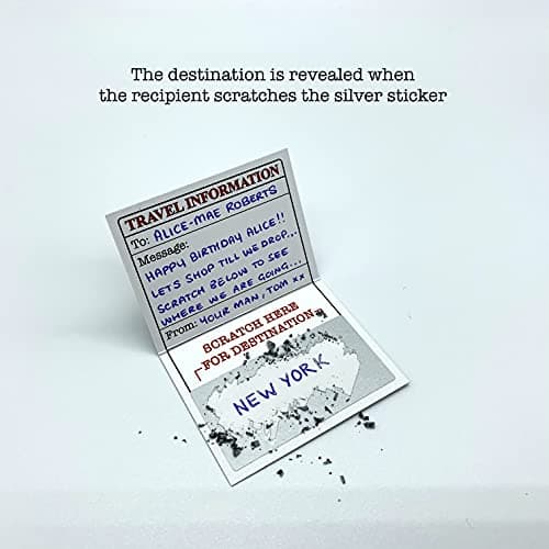 Surprise Mini Suitcase & USA Pretend Passport Reveal Gift: YOU WRITE the Secret Destination, THEY SCRATCH to Reveal! Surprise Vacation Reveal for Birthdays, Anniversaries, Valentines & Family Trips B0C4V64PJF