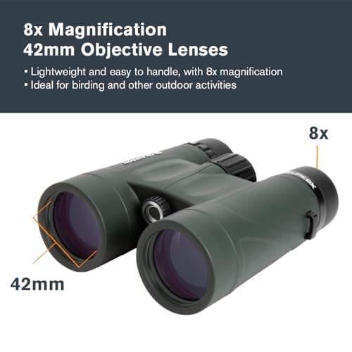 Celestron - Nature DX 8x42 Binoculars – Ideal for Birding and Outdoors – 42mm Objective Lenses – Wide 7.4° Field of View – BaK-4 Prisms – Fully Multi-Coated – Waterproof and Fogproof