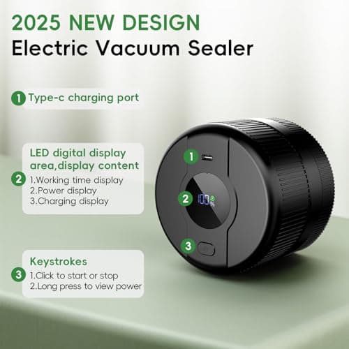 Mason Jar Vacuum Sealer Kit, Electric Sealer for Wide, Regular Mouth Mason Jars, Portable Vacuum Sealer for Jars, Birthday Gifts for Her, Gifts for Mom, Grandma