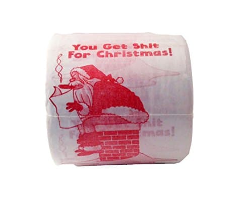 Dirty-Santa-Christmas-Toilet-Paper-Roll You Get Shit for Christmas Secret Santa Stocking Stuffer, Adult Funny White Elephant Gag Gift Shart Wipes