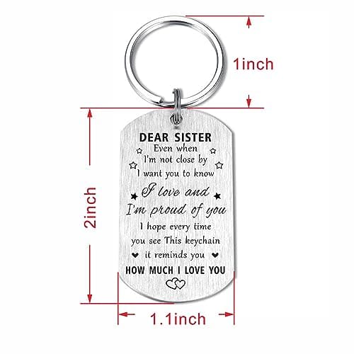 Resdink Sister Gifts for Girl Women - I Love My Sister Mothers Day Birthday Graduation Keychain, Proud of Best Sisters Present