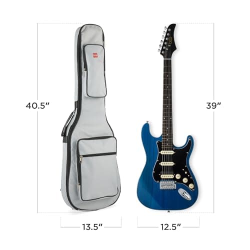 Best Choice Products Beginner HSS Electric Guitar Kit w/Headphone Amp, Padded Gig-Bag, Headphones, Guitar Strap - Midnight Blue/Black