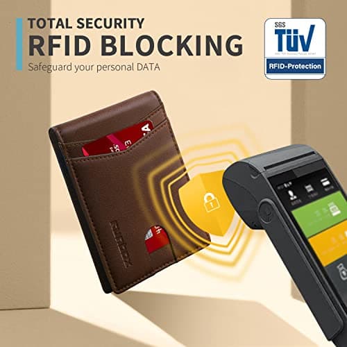 RUNBOX Wallet for Men Slim Rfid Leather 2 ID Window With Gift Box