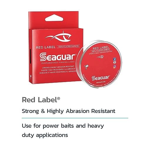 Seaguar Red Label Fishing Line for Power Baits & Heavy-Duty Applications, Freshwater, 100% Fluorocarbon, Clear, Multiple Sizes