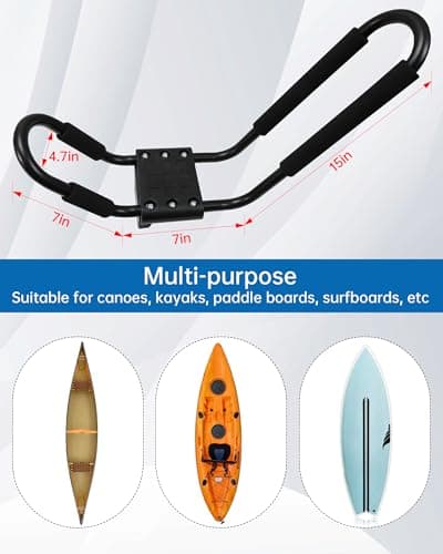 Kayak Roof Racks for 2 Kayaks Compatible with Cybertruck - Heavy Duty Kayak Rack Include Two Sets of Straps for Cars, Easy to Mount J-Bar Style Carriers for Canoes Kayaks Paddle Boards and Surfski