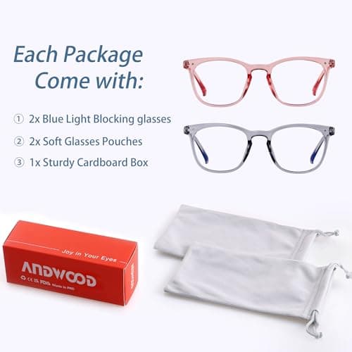 ANDWOOD Blue Light Blocking Glasses Women Men Computer Small Face Clear Bluelight Blocker Eyeglasses Frame