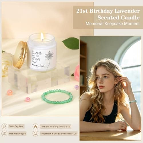 Jumway 21st Birthday Gifts for Women, Happy 21 Year Old Birthday Gifts for Women, Glass Cup & Canvas Tote 2005 Decorations & Ideas for Sister Daughter Girlfriend Her Friends B0GZ3YB5T7