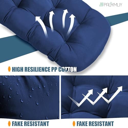High Back Patio Chair Cushion, Outdoor Adirondack Chair Cushion Thick Seat Pad, Indoor Outdoor Chair Pad for Garden Furniture, 49x20x5 Inch, 2Pack (Blue)