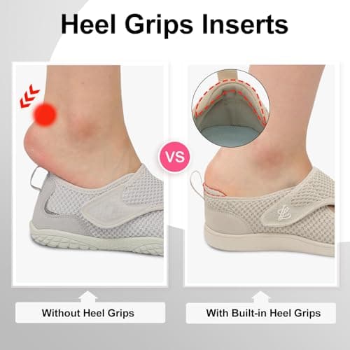 LeIsfIt Womens Wide Diabetic Shoes Adjustable Barefoot Walking Shoes Breathable Zero Drop Sneakers for Wide Width Arthritis Edema Feet