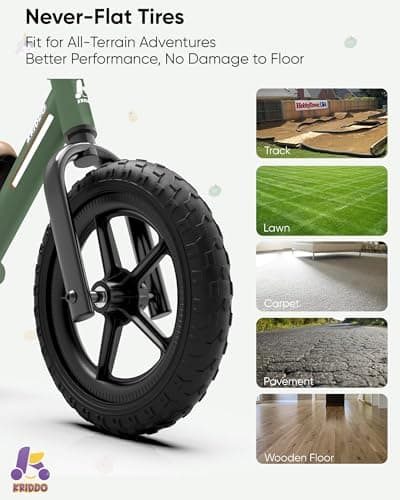 KRIDDO Toddler Balance Bike 2 Year Old, Kids Balance Bike for 2-5 Years Old, Dual Bearing for Smoother Riding, Adorable Plate, Adjustable Seat and Handlebar, Toddler Bike Gifts Age 2-3, Green