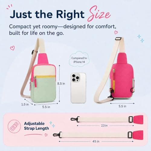Preppy Kids Crossbody Sling Bag Purse, Halloween Boo Basket Christmas Stocking Stuffers Gifts for Kids Tween Girls Fashion Birthday Gifts for 8 9 10 11 12 Year Old Teen Girls Trendy Stuff Fanny Pack B0DJJK7S15