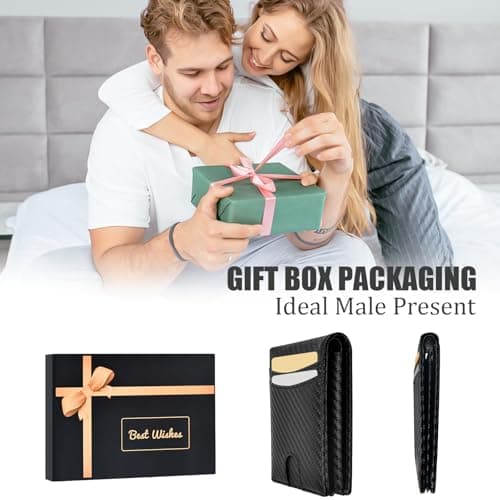 Wallets for Men Anti-theft Brush - Multi-Card Cash Clip Carbon Fibre Texture Ultra-thin Design Business Commuting Daily Carry Father's Day/Birthday Gift Preferred