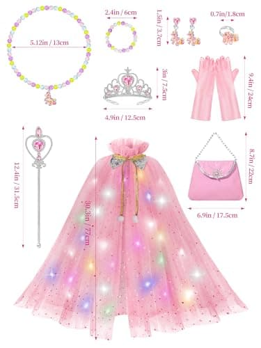 Toddler Dress Up Clothes with Accessories, Princess Toy for Kids Birthday Gift Light Up Princess Dress Up for Girls 3 4 5 6 Years Old B0F1N78G97