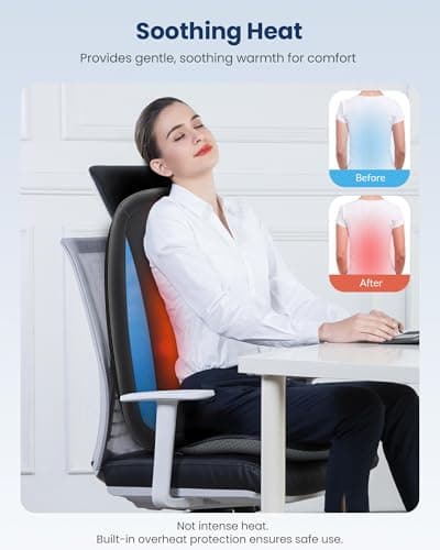 COMFIER Shiatsu Back Massager with Heat,Deep Tissue Kneading Massage Seat Cushion,Massage Chair Pad for Full Back,Body Massager for Home or Office Chair use, Father Day Gift for Men