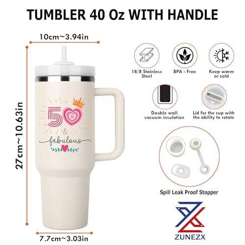 50th Birthday Gifts For Her, Women - 1975 Birthday Gift For Women - Cool Birthday Gift For 50 Year Old Woman - 50 And Fabulous Gift For Women - Gift For Women Turning 50-50th Tumbler 40oz
