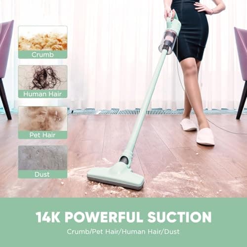Stick Vacuum Cleaner, Corded Handheld Vacuum Cleaner Mini Electric Broom for Pet Hair Hardwood Floor Cat Litter Cleaning (13ft-Cord)