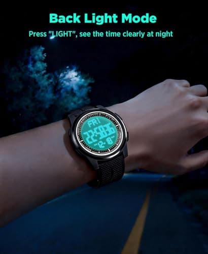 Beeasy Digital Watch Waterproof with Stopwatch Alarm Countdown Dual Time, Ultra-Thin Super Wide-Angle Display Digital Wrist Watches for Men Women