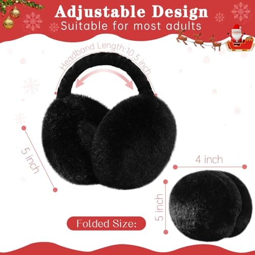 Nimalpal Ear Muffs for Winter Women - Adjustable Earmuffs for Women Winter Foldable
