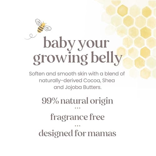 Burt's Bees Mama Belly Butter Stretch Mark Cream for Pregnancy Massages Body & Reduces Scar Appearance, Prenatal & Postnatal Tummy Skin Care, Shea Butter & Vitamin E Rich Formula, 6.5 Oz Tub