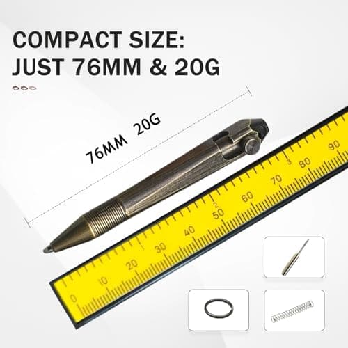 Mini Brass Bolt Action Keychain Pen - Compact 76mm Pocket EDC Writing Tool, Lightweight for Everyday Carry