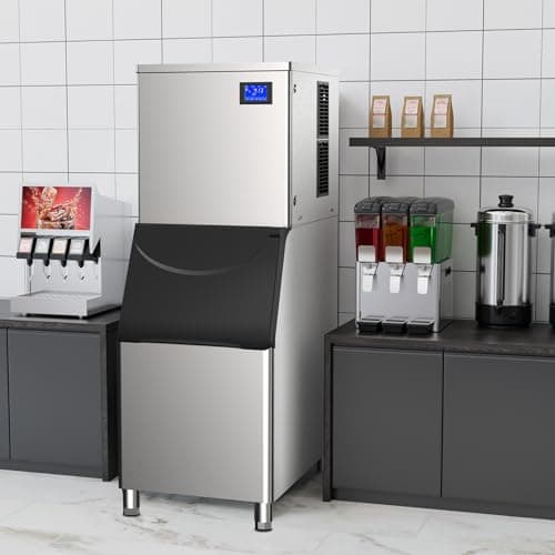 Commercial Ice Maker Machine 432 Lbs/24H with 400LBS Large Storage Bin Ice Ready in Air Cooled Clear Cube Ice for Bar Business Cafe ETL NSF(432 Lbs/24H)