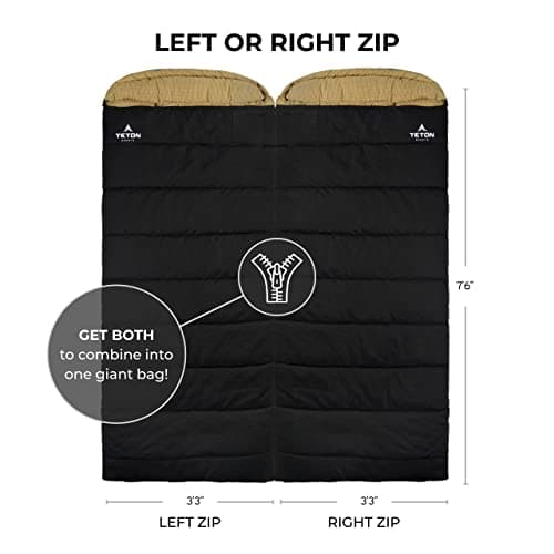 TETON Sports Deer Hunter Sleeping Bag, Warm and Comfortable Camping Sleeping Bag, Teton Tough Canvas Shell for Camping, Hunting, and Cold Weather