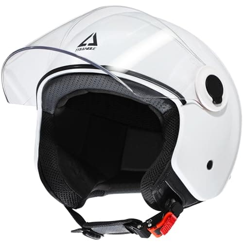 TRIANGLE Open Face Motorcycle Helmet Retro 3/4 Helmets with Clear Visor for Men Women DOT Approved