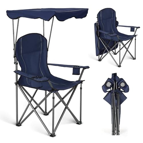 ALPHA CAMP Camping Chairs 350LBS Capacity, Heavy Duty Folding Chair with 4-Can Cooler Bag, Portable Outdoor Chair with Cup Holder for Adults, Collapsible for Tailgating, Beach, Fishing