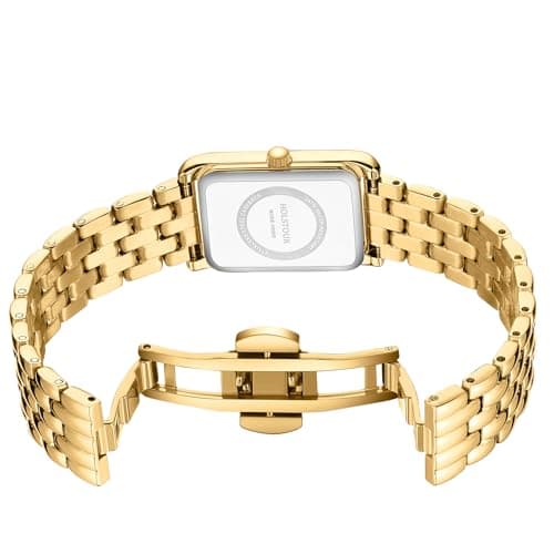 HOLSTOUR Watches for Women Vintage Bracelet Roman Dial Rectangular Case Gold Watch Waterproof with Tools