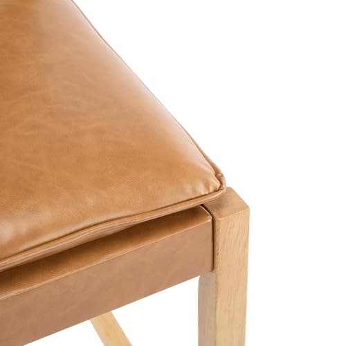 Merax Rattan Counter Height Bar Stools with PU Cushion Set of 4, 29" Seat Height Counter Chairs with Solid Wood Frame & Rattan Backrest, Boho Style Barstools for Kitchen Island, Brown