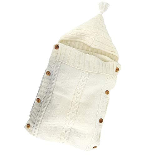 XMWEALTHY Newborn Baby Wrap Swaddle Blanket Knit Sleeping Bag Sleep Sack Stroller Wrap for Baby(Beige) (0-6 Month)