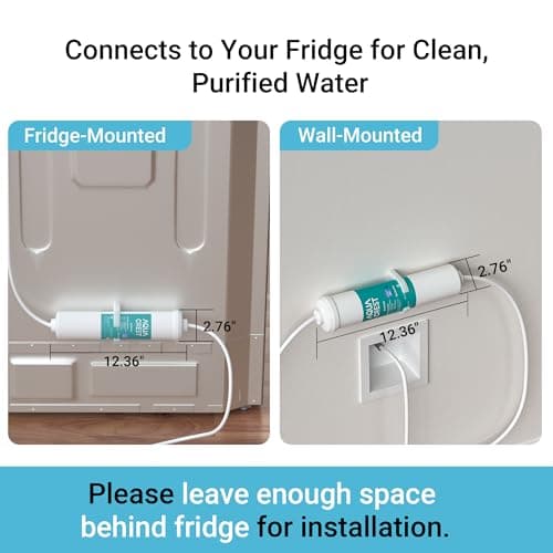 AQUA CREST INL-PLUS 5 years Inline Water Filter for Refrigerator and Ice Maker, High Capacity, 1/4-Inch Direct Connect Fittings, Easy Installation, Reduces Chlorine, Sediment, Bad Taste & Odor