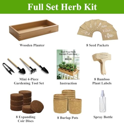 Indoor Herb Garden Kit, Culinary Herb Starter Kit with Seeds & Tools for Beginners, Kitchen Decor, House Warming Gifts for New Home, for Christmas, Ultimate Birthday Gifts for Women Men Mom Dad B0GR93MPX1