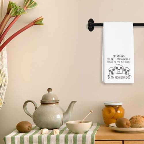 Funny Housewarming Gifts Towels Dish Towels Dishcloth for Neighbors, Christmas Birthday Gifts for Neighbors Hostess, 16 x 24 Farmhouse Decoration Hand Towels for Kitchen Bathroom Home. (096)