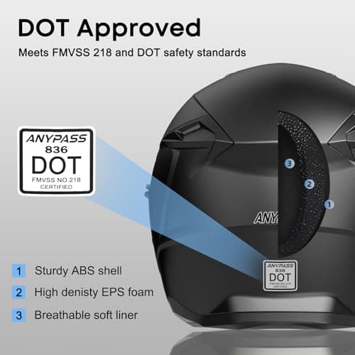 Motorcycle Helmets for Adults, Open Face Motorcycle Helmet with Dual Visor, Casco para Moto DOT Certified, ATV Dirt Bike Snowmobile Motocross Helmet for Men Women, Quick Release Strap, AP-836